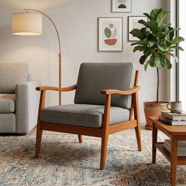 Sweven Furniture Wooden Armchair | Comfortable Lounge Chair for Living Room & Bedroom Solid Wood Living Room Chair