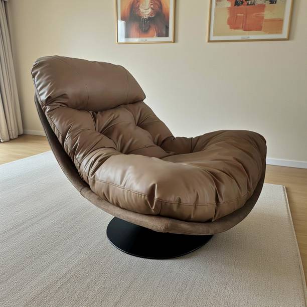 THE ATTIC The Attic Nest Lounge Chair,Comfy 360° Swivel & Relaxing, Chocolate Fabric Living Room Chair