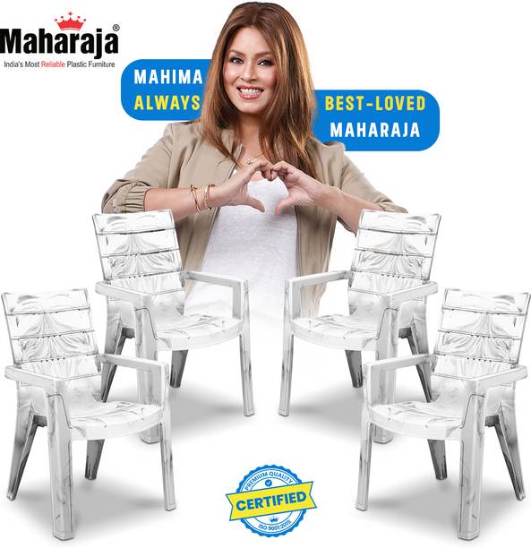 MAHARAJA 100% Virgin Armrest Design Chair | Marble Finish | Luxury Look Plastic Living Room Chair
