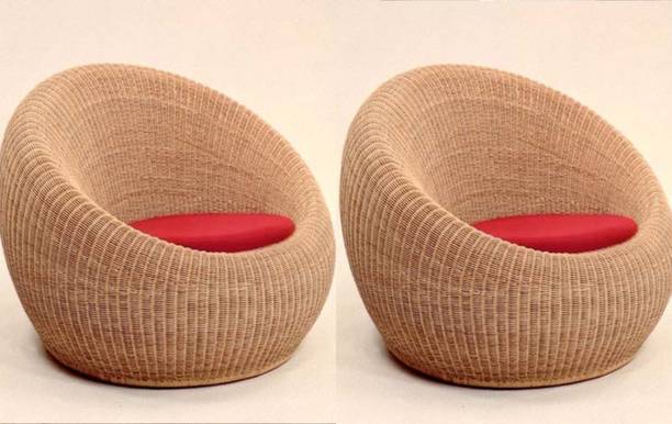 EVRA Cane Chair for Indoor Outdoor Sitting with Cushion sofa chair For Home ,Balcony Solid Wood Living Room Chair