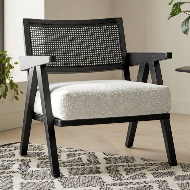 Kingsman Furnitures Rattan Accent Arm Chair for Home Bedroom | Living | Dining & Drawing Room Cane Living Room Chair