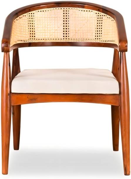 Ayesha Wood Furniture Sheesham Wood & Cane Accent Chair | Handcrafted Solid Wood Armchair Solid Wood Living Room Chair
