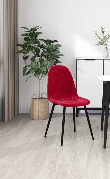 Finch Fox Eames Replica Quilted Velvet Living Room Dining Chair in Red Color Metal Living Room Chair