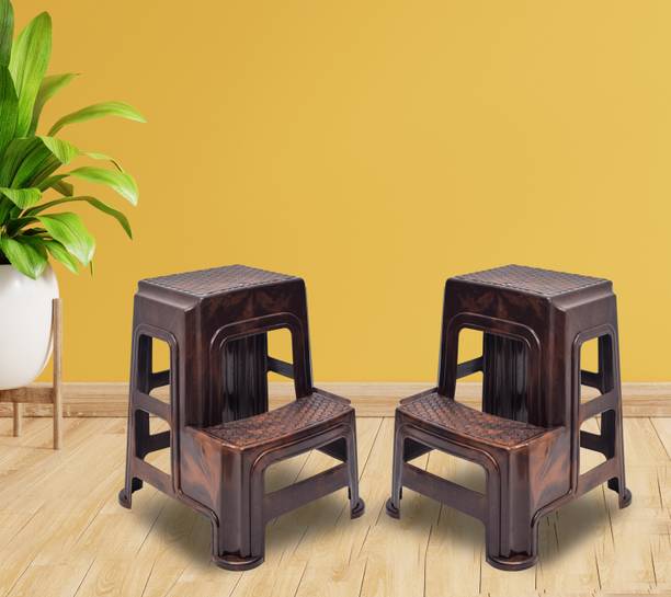 COMFORT Creation Two-Step HeavyDuty Plastic Multi Purpose Stool for Home,Office Set of 2 Plastic Living Room Chair