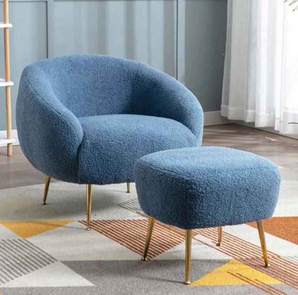 India wood mart Accent Chair with Ottoman Set, Upholstered Round Back Living Room Chair Fabric Living Room Chair