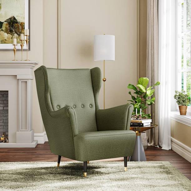 Wakefit Nicco Wing Chair Solid Wood Living Room Chair