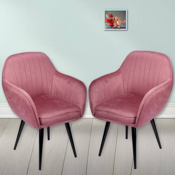 DPI Classic Dining Chair Velvet & High Cushioned Seat Heavy Metal Engineered Leg Fabric Living Room Chair