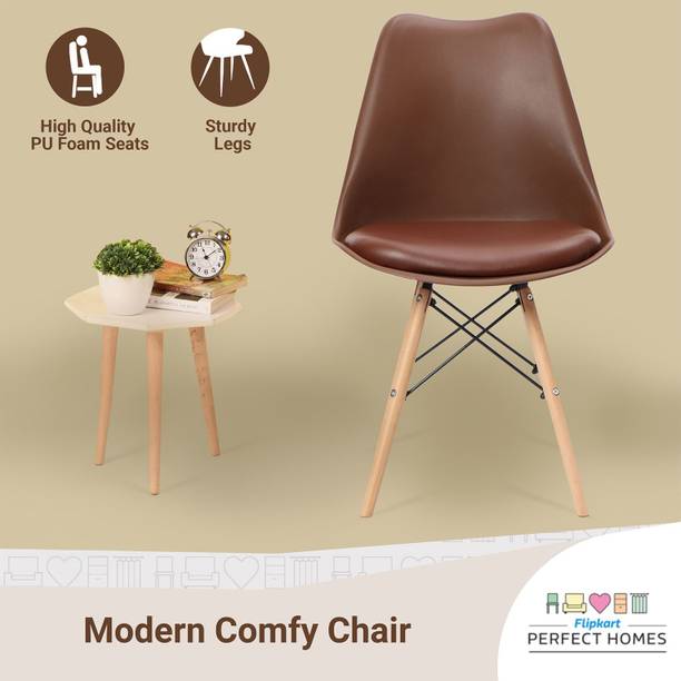 Flipkart Perfect Homes Eames Replica Nordan DSW Stylish Modern Plastic Chairs With Cushions Brown Color Plastic Living Room Chair