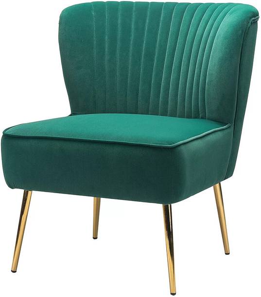 woodies Doe Buck Velvet Beato Accent Chair/Lounge Chair with Gold Legs. Foam Living Room Chair