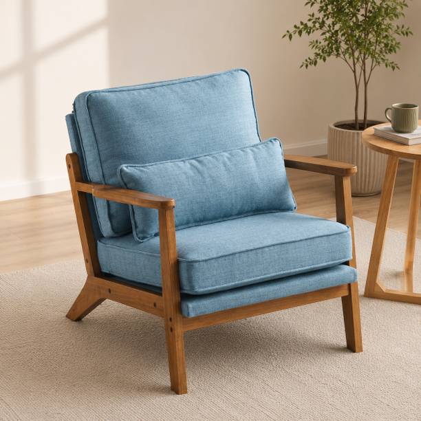 LKBS ART LIVING ROOM CHAIR (Blue),Wing Chair,Bedroom High Back Arm Rest Chair Foam Living Room Chair