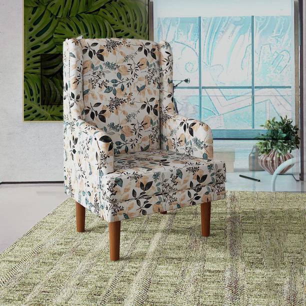 ModWood Mood Wood Retreat Blue Wing Chair Foam Living Room Chair