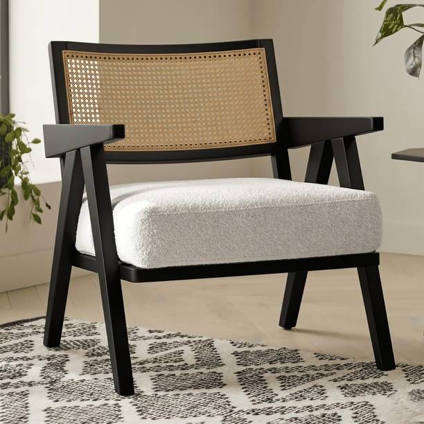 Kingsman Furnitures Abel Rattan Accent Arm Chair for Home Bedroom | Living, Dining & Drawing Room Cane Living Room Chair