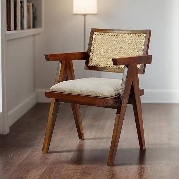 VeLivings Sheesham Wood Chair With Rattan Cane Design For Living Room Solid Wood Living Room Chair