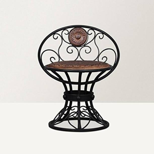 DESI KARIGAR Beautiful Design Wooden & Wrought Iron Chair Metal Living Room Chair
