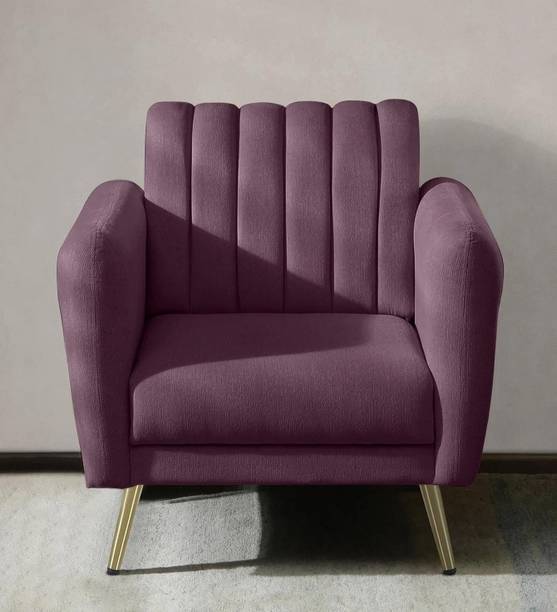 WOODENFACTOR Velvet Tub Chair with Golden Legs | Voilet Solid Wood Living Room Chair