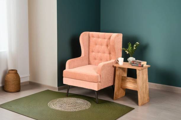 KATHGODAM FURNISHERS Pearl Wing Chair (Rose Gold) Fabric Living Room Chair