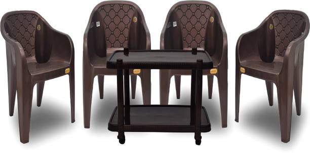 Anmol 1moulded Star 3D set of 4 chairs and 1 table ( weight bearing capacity 150kg) Plastic Living Room Chair