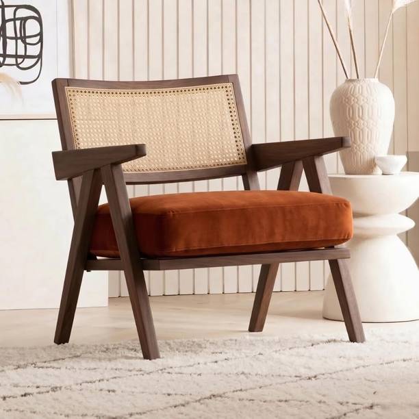 Kingsman Furnitures Abel Rattan Accent Arm Chair for Home Bedroom | Living, Dining & Drawing Room Cane Living Room Chair