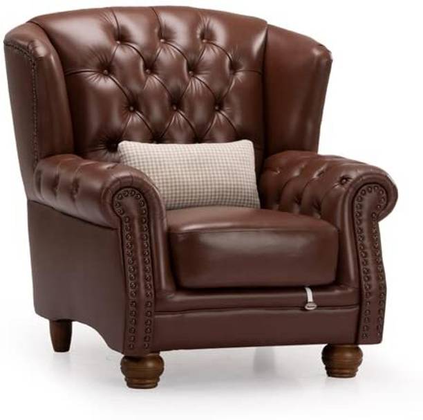 ADORN MART Leatherette High Back Wing Arm Chair Leatherette Living Room Chair