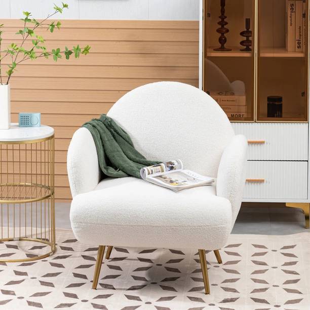 Friends Life Eleese Teddy Upholstered Armchair, Modern Accent Chair Metal Living Room Chair