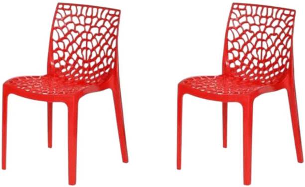 ThivenElite 1st Quality Plastic Web Chair Pack of 2 Plastic Living Room Chair