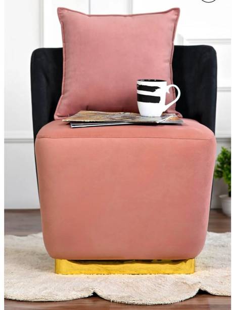 Chaahat Furniture Chaahat Furniture Modern Velvet Single Seater Accent Chair with Gold Base | Engineered Wood Living Room Chair