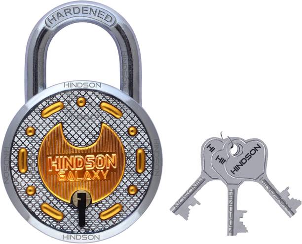 HINDSON Galaxy Brass Round 65mm 8 Levers with 3 Keys Pad lock Silver, Gold Finish Padlock
