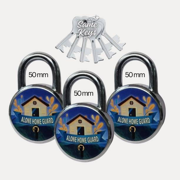 onepro Home Guard 50mm 3 Padlocks with 6 Same Keys Double Locking 7 Levers Padlock
