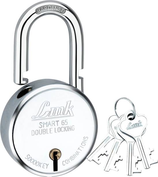 Link Smart 65mm Round 7 Levers Double Locking Hardened Shackle 50k Key Combination Padlock (Silver)