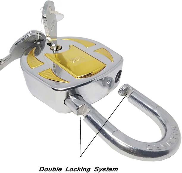 Rizmeg 67MM Padlock for Home | Double Locking System | Strong Shackle | 3 Keys lock Padlock