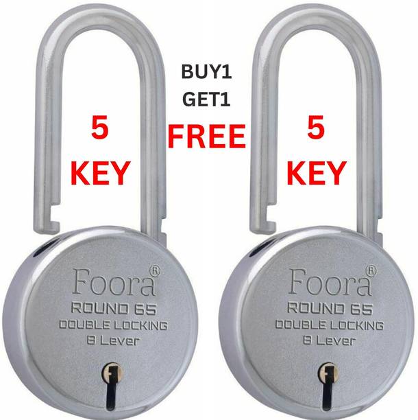 LINK O LINE Foora lock Round 65mm,Long Shackle Double Locking, 8 Lever 5 keys U Lock