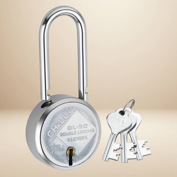 PLUS POINT 50mm Long Shackle Heavy Duty Padlock 6-Lever Double Locking Security Lock ,3 Key Padlock