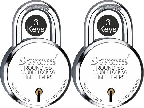 Indora Round 65mm lock 3 Keys Steel Shackle Double Lock...