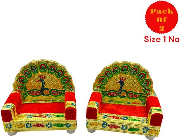 lookart Handicraft Wooden Laddu Gopal Meenakari Singhasan for Pooja Mandir Singhasan Jhula