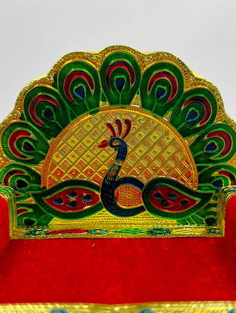 lookart Handicraft Wooden Laddu Gopal Meenakari Singhasan for Pooja Mandir 2No Singhasan Jhula