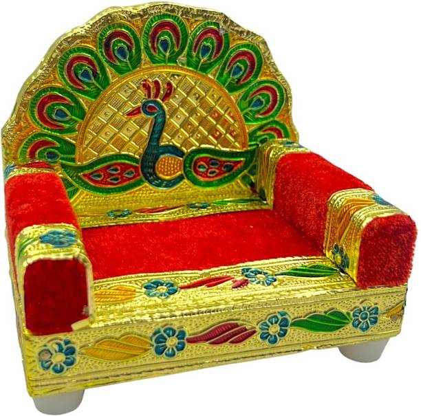lookart Handicraft Wooden Laddu Gopal Meenakari Singhasan for Pooja Mandir Singhasan Jhula