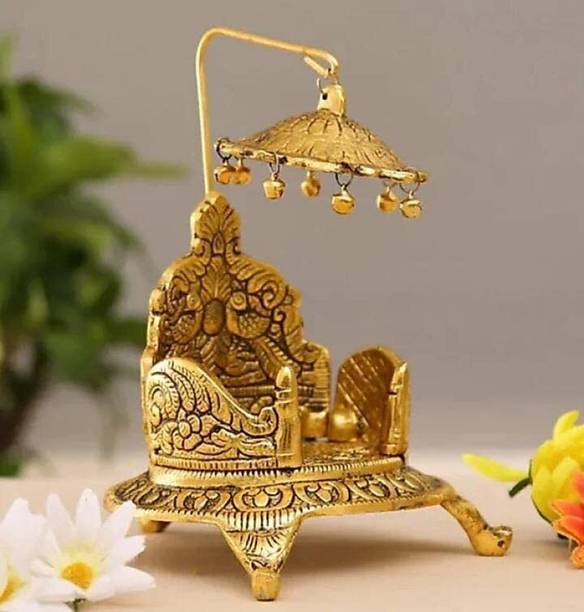 DARIDRA BHANJAN Laddu Gopal Singhasan /singhasan, Chair Metal Home Temple Jhula