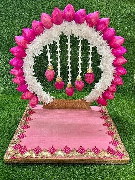 Nutts Lord Singhasan, Paper Gajra & Foam Buds,Art & Craft Thakur Ji Singhasan Jhula