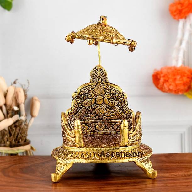 DARIDRA BHANJAN Singhasan for Laddu Gopal/Bal Gopal in Metal Gold Singhasan,krishna singhasan Jhula