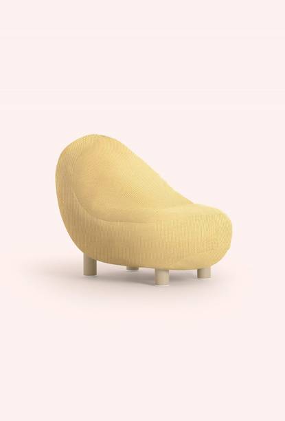 Giftoshopee Cushioned Fabric Upholstery Lounge Chair with Wooden Frame Engineered Wood Lounger
