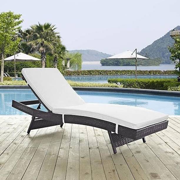 Mymigos Set of 1 Outdoor Patio Wicker Chaise Lounge, Sun Lounger with Removable Cushions Fabric Lounger