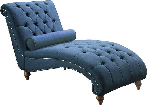 India wood mart Wood Lazy Couch and Reclining Nevy Blue Color Sofa/Bedroom/Living Room Solid Wood Chaise
