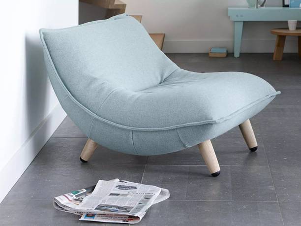 Giftoshopee Cushioned Fabric Upholstery Lounge Chair with Wooden Frame Engineered Wood Lounger