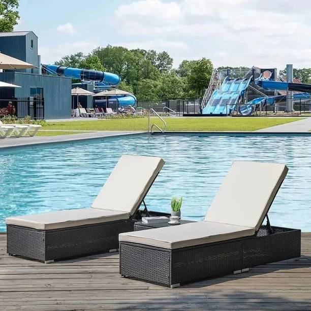 Mymigos Poolside Relaxon Rattan & Wicker Sun Lounger Adjustable Backrest Metal Lounger