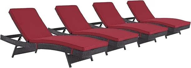 Mymigos Set of 4 Outdoor Patio Wicker Chaise Lounge, Sun Lounger Foam Lounger