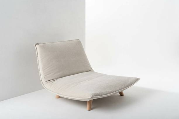 Giftoshopee Cushioned Fabric Upholstery Lounge Chair with Wooden Frame Engineered Wood Lounger