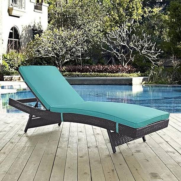 Mymigos Set of 1 Outdoor Patio Wicker Chaise Lounge, Sun Lounger with Removable Cushions Fabric Lounger
