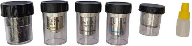 SBT Microscope Objective Lens Set with Storage Case & Cleaning Oil Simple Loupe