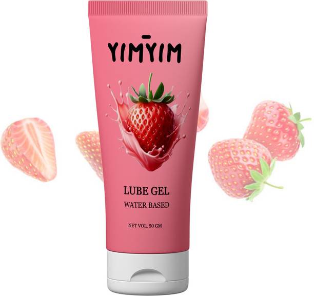 Yim Yim Strawberry Flavored Water-Based Lube Gel, Smooth Glide, Skin-Safe, Couples Use Lubricant