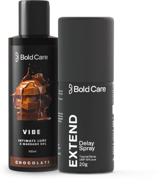 Bold Care Vibe & Extend - Premium Lube & Topical spray Kit - Chocolate Flavor - Natural Personal Lubricant for Men and Women - Water based formula + Topical spray - No Harsh Chemicals Lubricant
